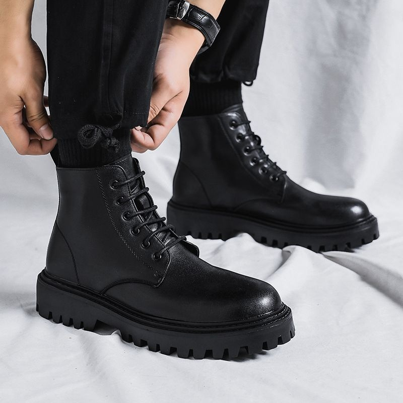 Men High Top Leather Boots Fas - Men'S Shoes Increase Height 评论和价格