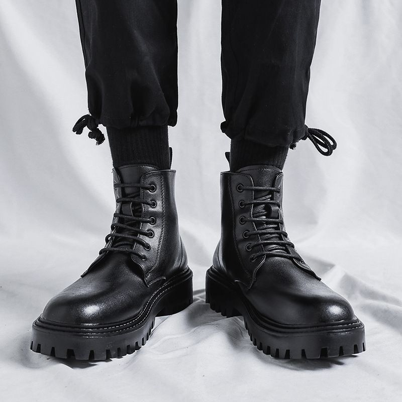 Men High Top Leather Boots Fas - Men'S Shoes Increase Height 评论和价格