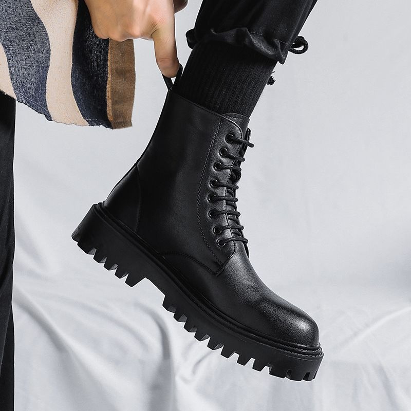 Men High Top Leather Boots Fas - Men'S Shoes Increase Height 评论和价格