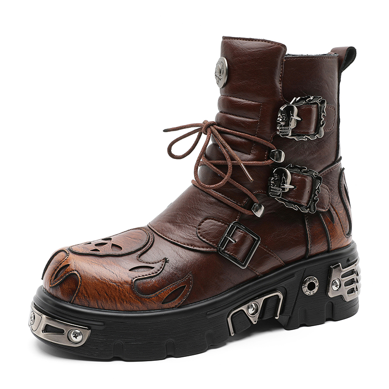 Punk Style Retro Cool Skull Fl - Men'S Shoes Increase Height 评论和价格