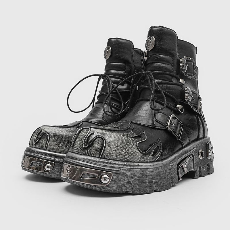 Punk Style Retro Cool Skull Fl - Men'S Shoes Increase Height 评论和价格