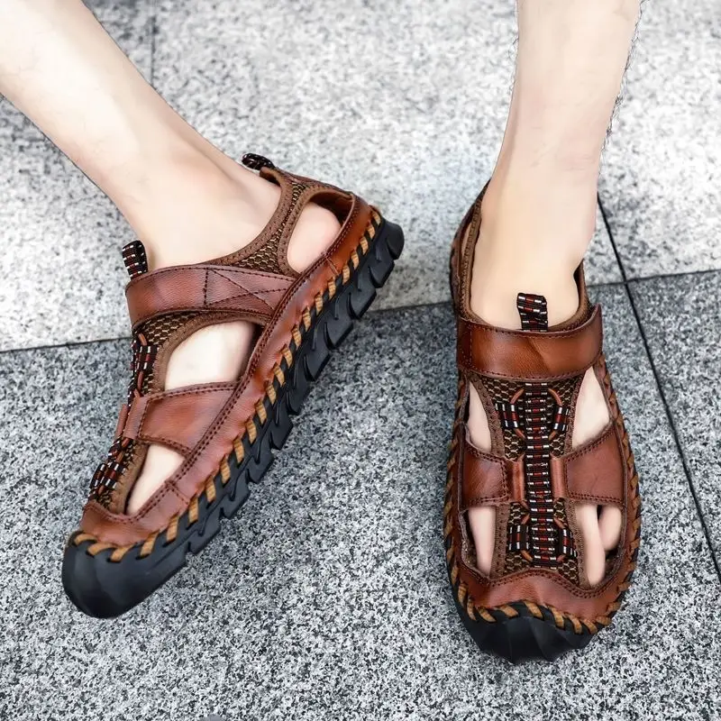Beach Man Sandals Hole Genuine - Men Shoes Expensive 评论和价格