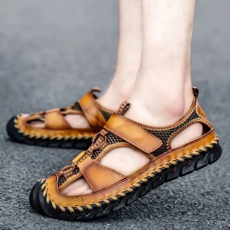 Beach Man Sandals Hole Genuine - Men Shoes Expensive 评论和价格