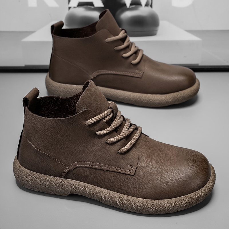 Men Ankle Boots Brown Short Bo - Men'S Shoes No Laces 评论和价格
