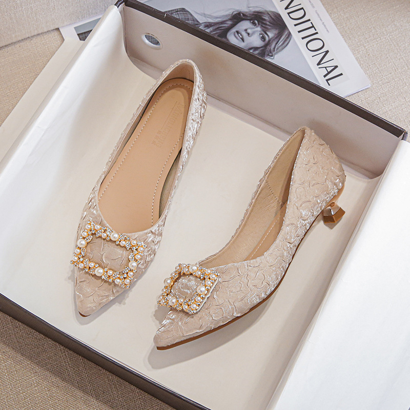 Ivory Textured Satin Pointed T - Dress Shoe Pointed 评论和价格